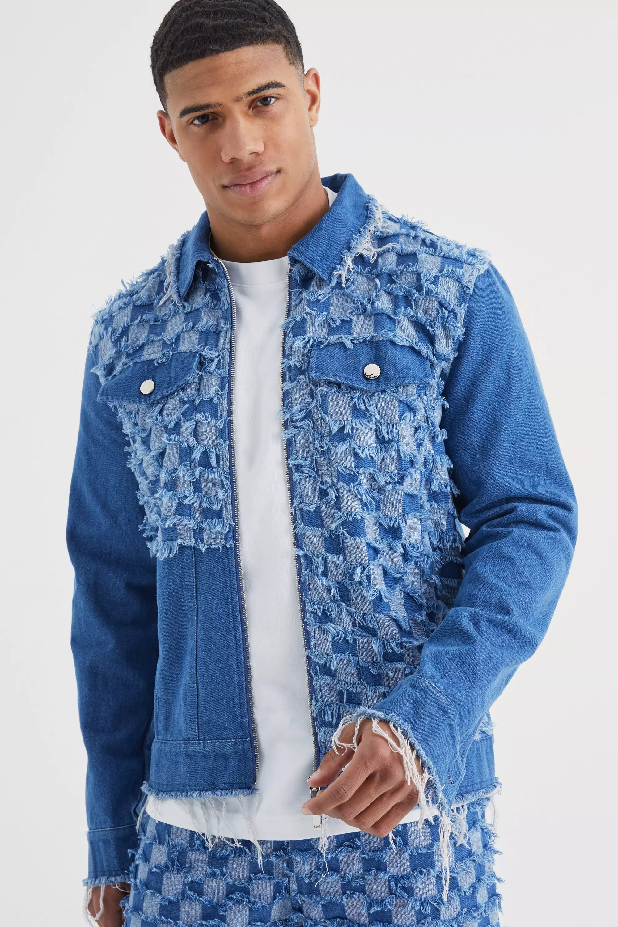 Veste jean bicolore hot sale